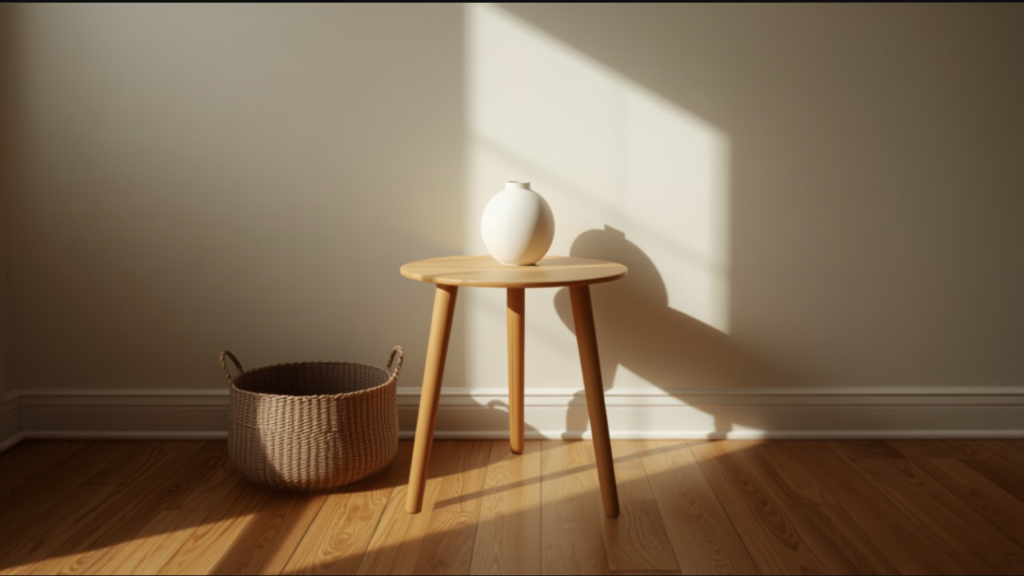 A single cleared surface with warm afternoon light — one simple way to make your apartment feel calmer without buying anything